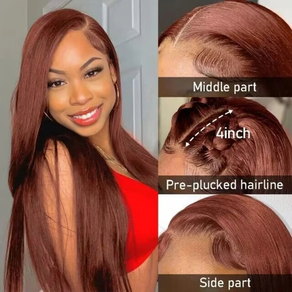 Reddish Brown Straight HD Lace Frontal Wig