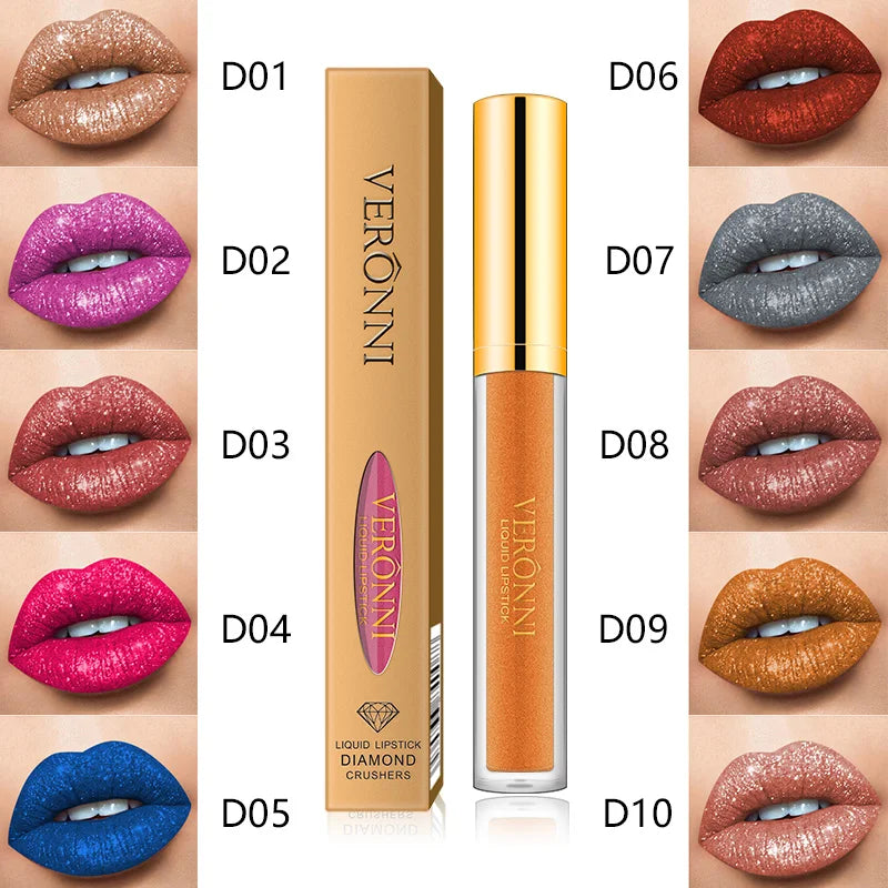 10 Colors Sexy Glitter Diamond Lip Gloss