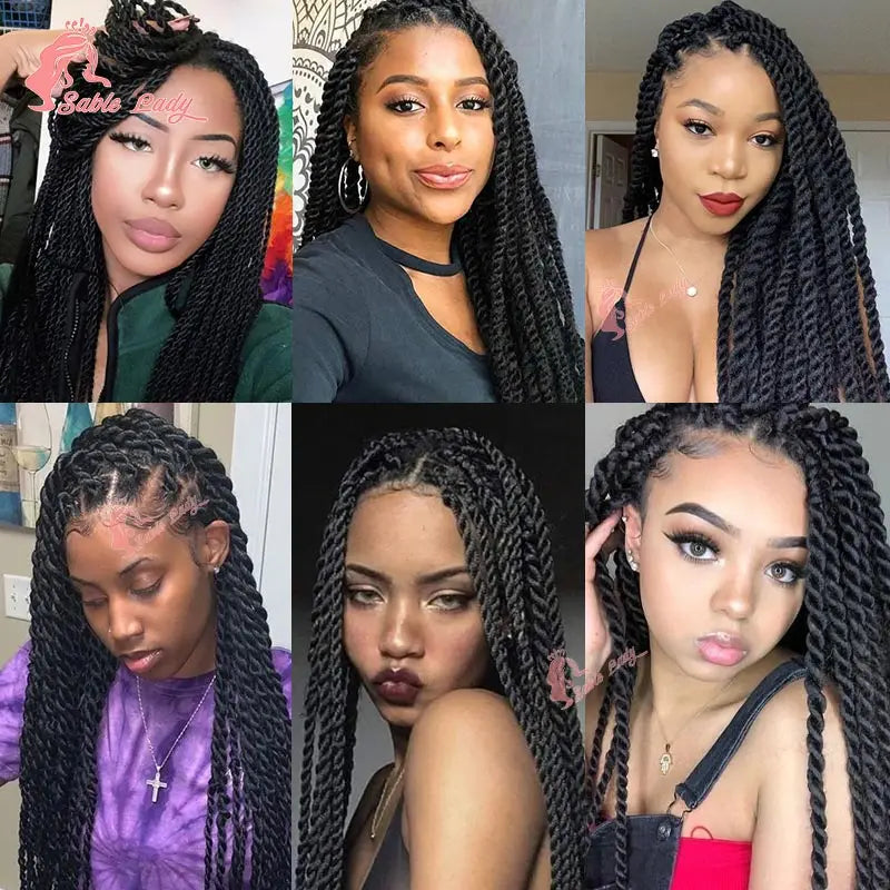 Senegalese Twist Braided Wig – Full Lace Synthetic Knotless Wig for Black Women
