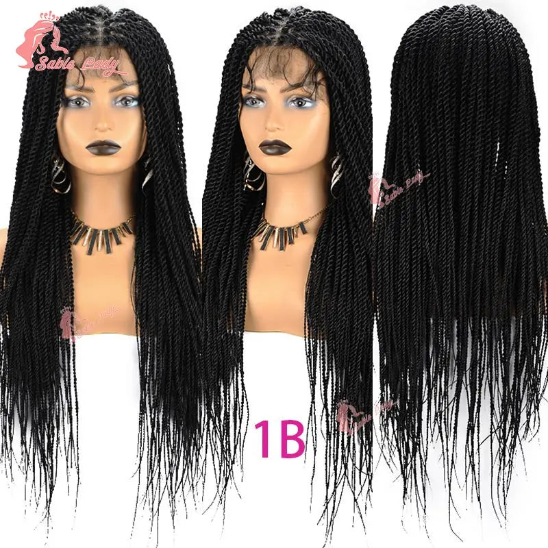 Senegalese Twist Braided Wig – Full Lace Synthetic Knotless Wig for Black Women