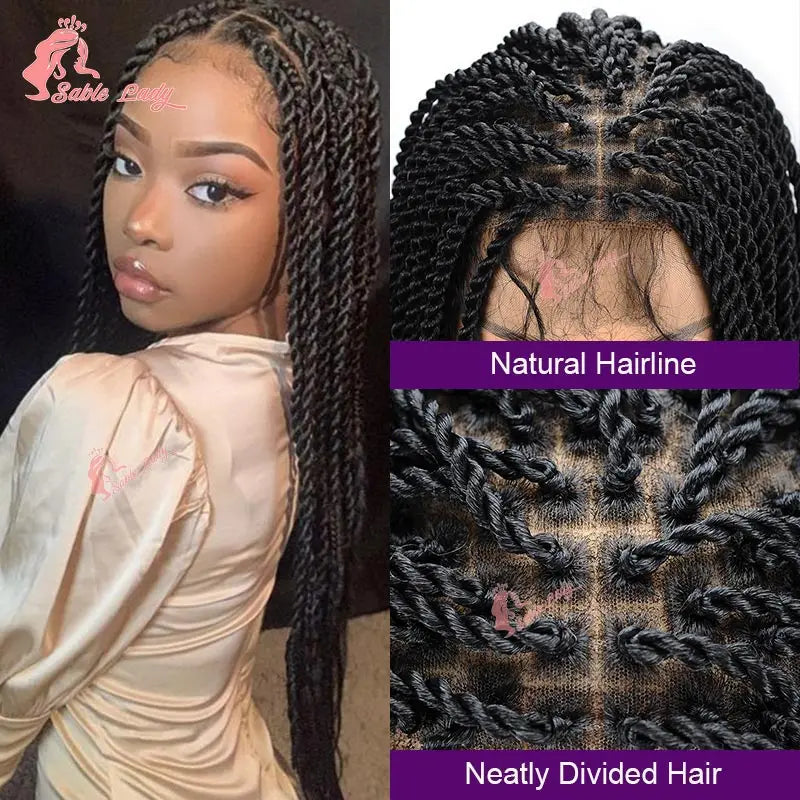 Senegalese Twist Braided Wig – Full Lace Synthetic Knotless Wig for Black Women