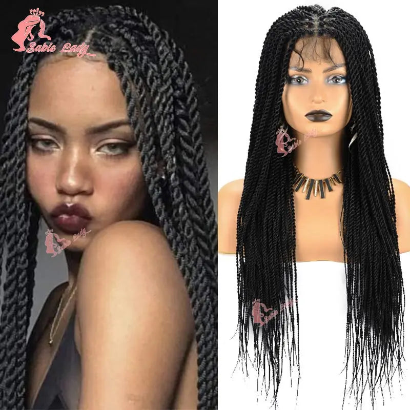 Senegalese Twist Braided Wig – Full Lace Synthetic Knotless Wig for Black Women