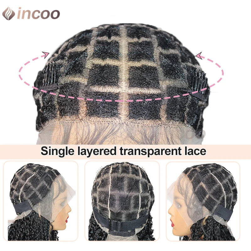 12" Boho Braided Bob Wig – Synthetic 360 Lace Front, Curly Knotless Style