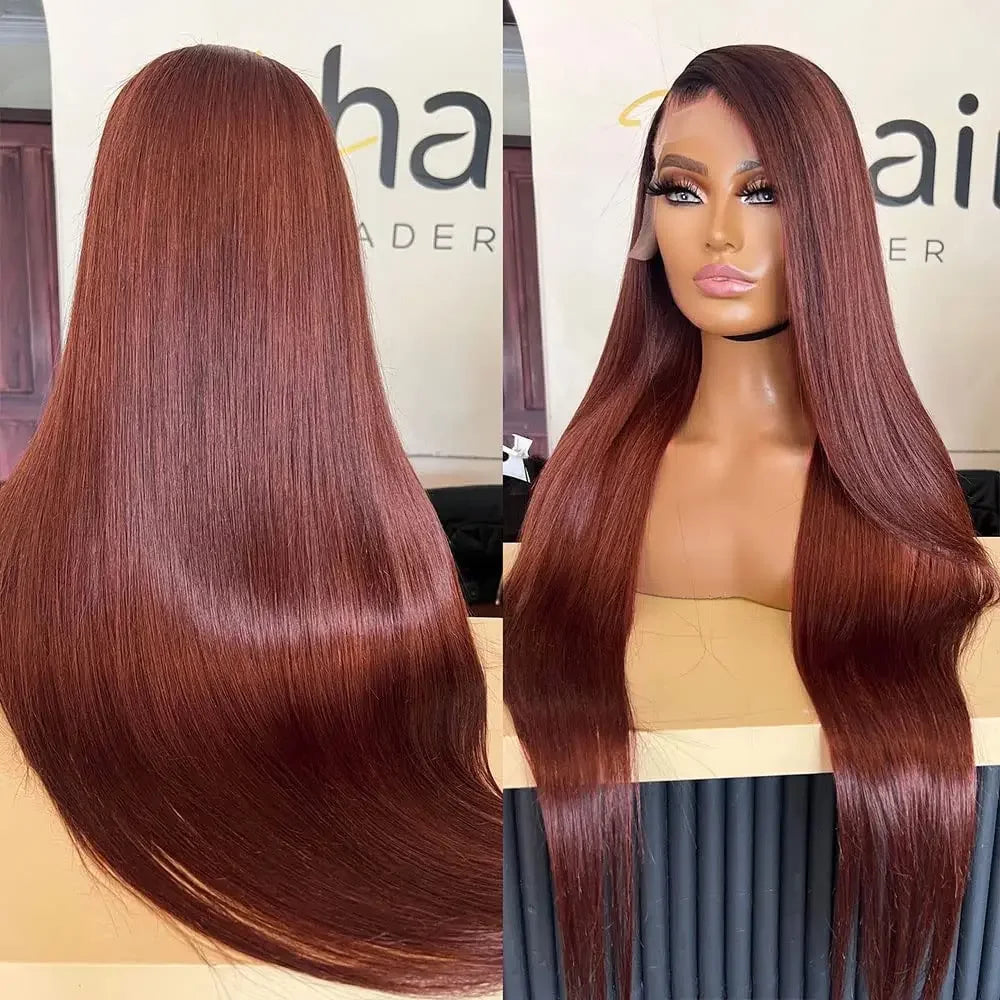 Reddish Brown Straight HD Lace Frontal Wig
