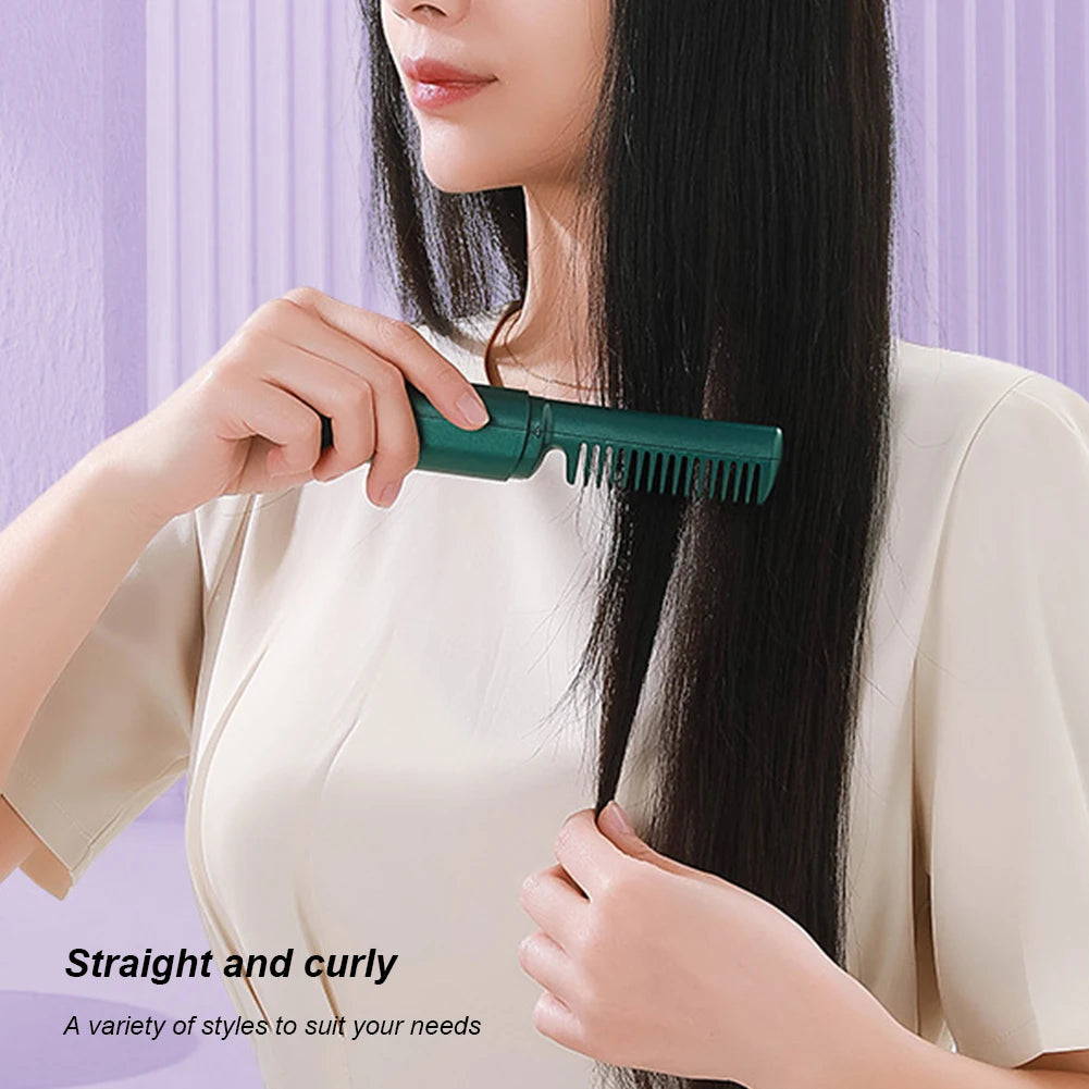 Anti-Scald Hot Comb Hair Straightener 70Mins Long Battery Life USB Rechargeable Hair Straightener Brush Electric for Home Travel