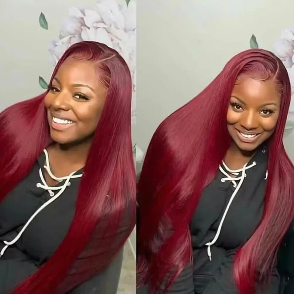 Burgundy Straight HD Lace Frontal Wig