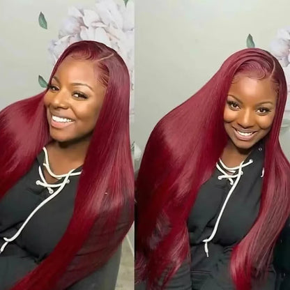 Burgundy Straight HD Lace Frontal Wig
