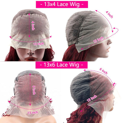 200% Density Burgundy Body Wave HD Lace Frontal Wig (13x6 / 13x4)