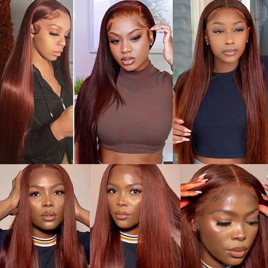 Reddish Brown Straight HD Lace Frontal Wig