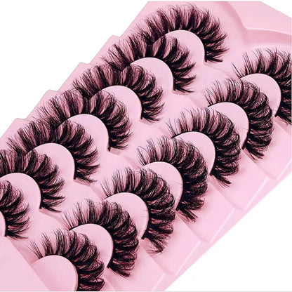 7 Pairs Russian Strip Eyelashes – Fluffy, Wispy, Lengthening False Lashes for Daily Wear