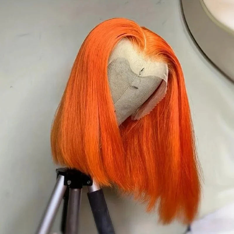 13x4 Lace Front Short Bob Wig – 350 Ginger Orange Straight Human Hair