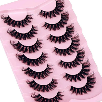 7 Pairs Russian Strip Eyelashes – Fluffy, Wispy, Lengthening False Lashes for Daily Wear