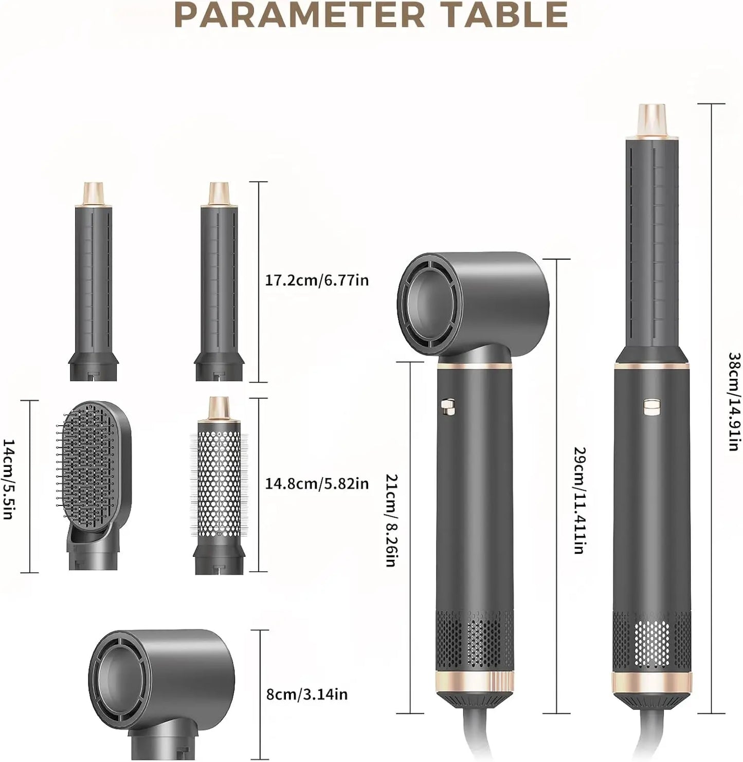 5-in-1 Foldable Hair Dryer & Styler – Portable Air Curling Wand, Straightening Brush & Blow Dryer in One