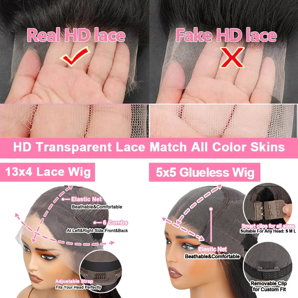 Highlight Ginger Brown Bob Wig Human Hair – #4/350 Straight 13x4 HD Transparent Lace Frontal, 5x5 Glueless Short Bob Wig