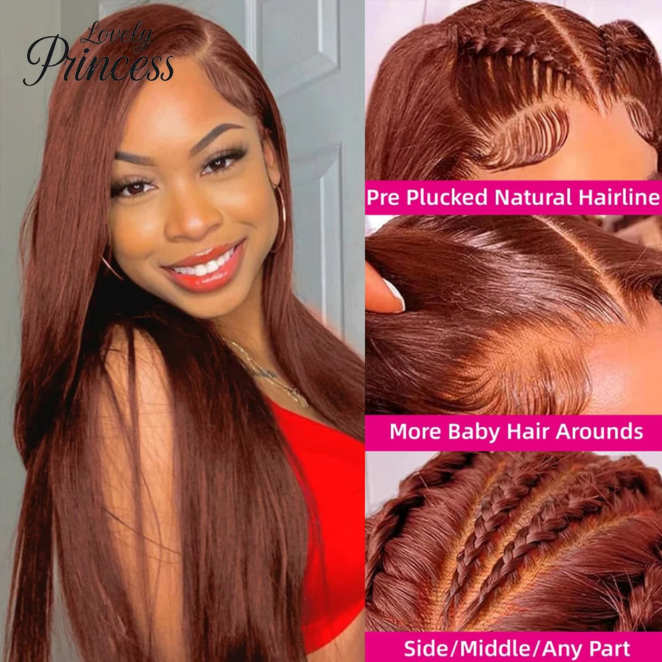 Reddish Brown Straight HD Lace Frontal Wig