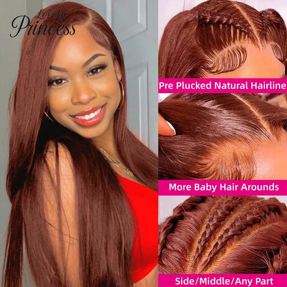 Reddish Brown Straight HD Lace Frontal Wig