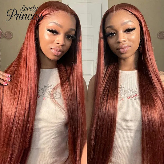 Reddish Brown Straight HD Lace Frontal Wig