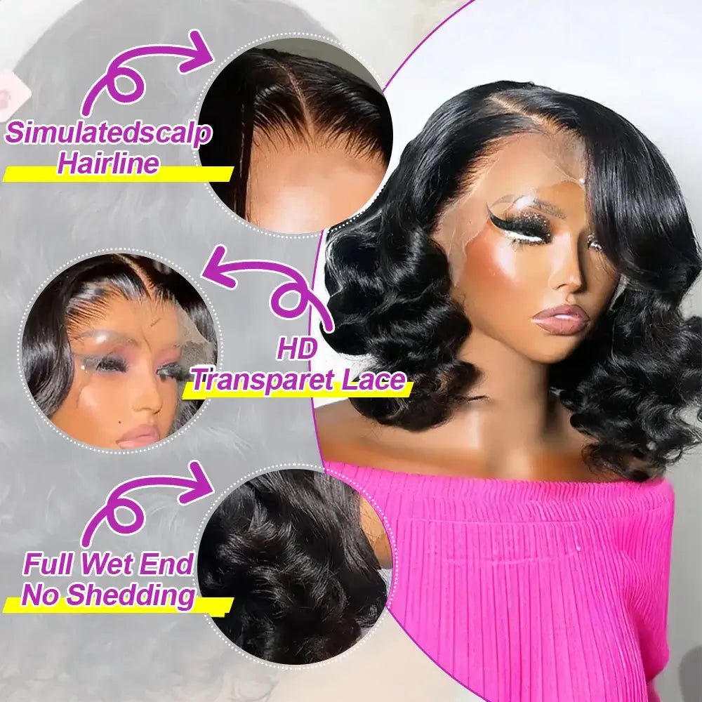 Water Wave Bob – 250% Density Glueless Human Hair Wig