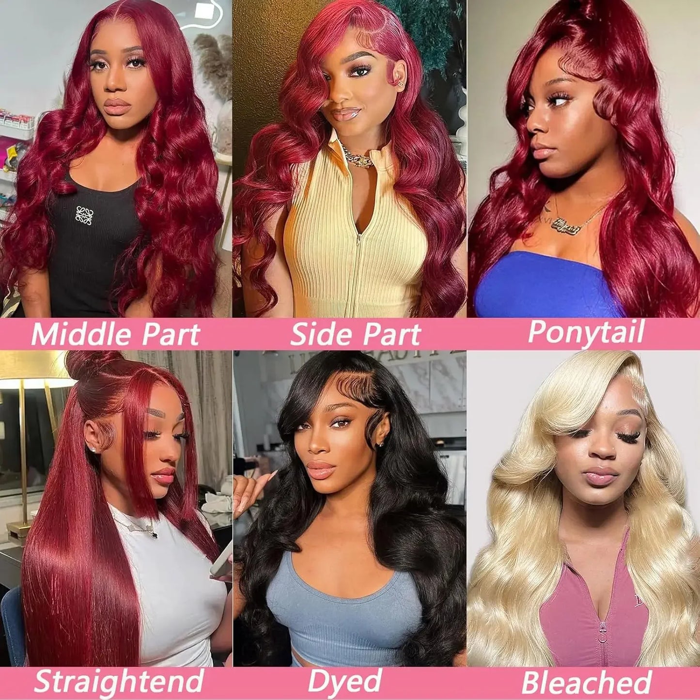 200% Density Burgundy Body Wave HD Lace Frontal Wig (13x6 / 13x4)