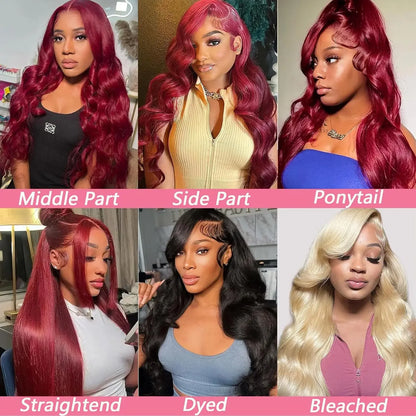 200% Density Burgundy Body Wave HD Lace Frontal Wig (13x6 / 13x4)