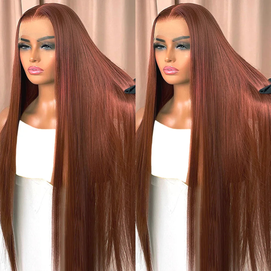 Reddish Brown Straight HD Lace Frontal Wig