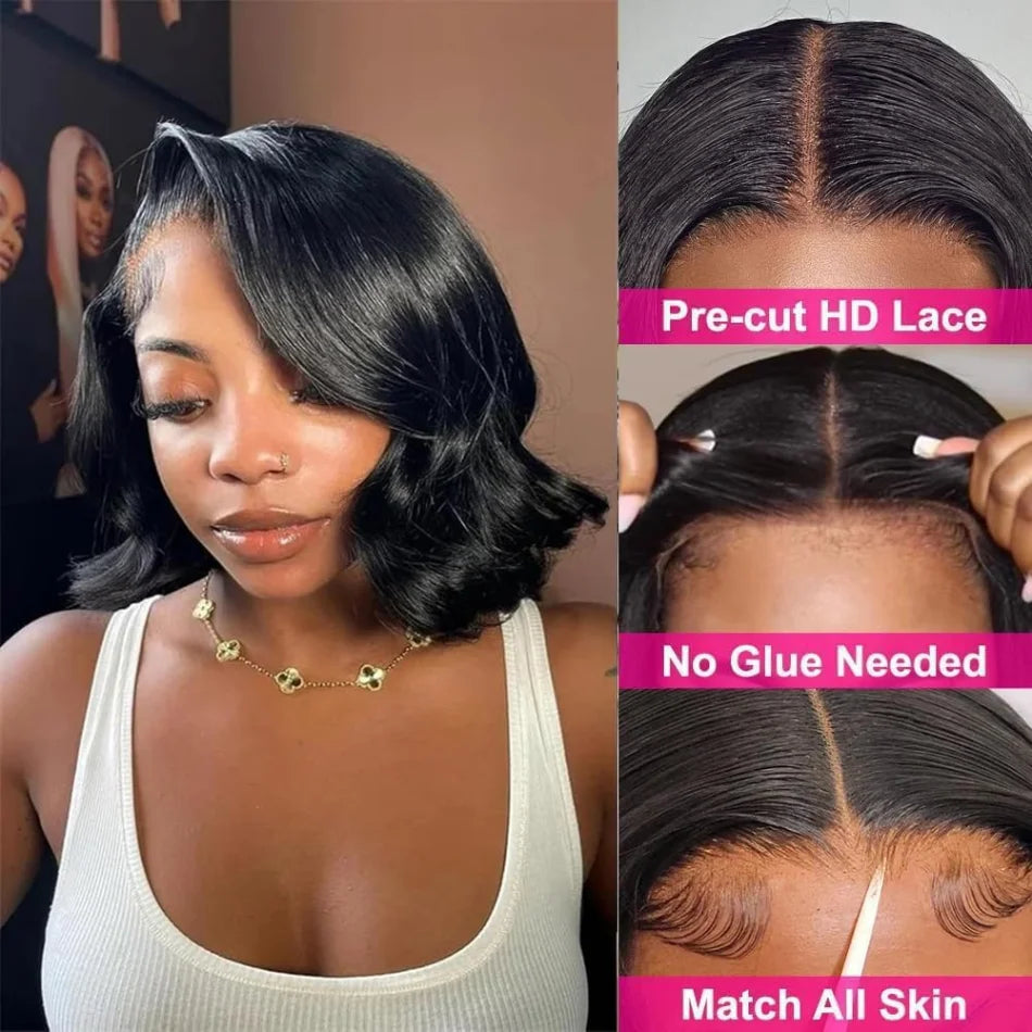 Chic & Effortless Bob – Short Body Wave Glueless Wig for Women