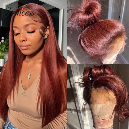Reddish Brown Straight HD Lace Frontal Wig