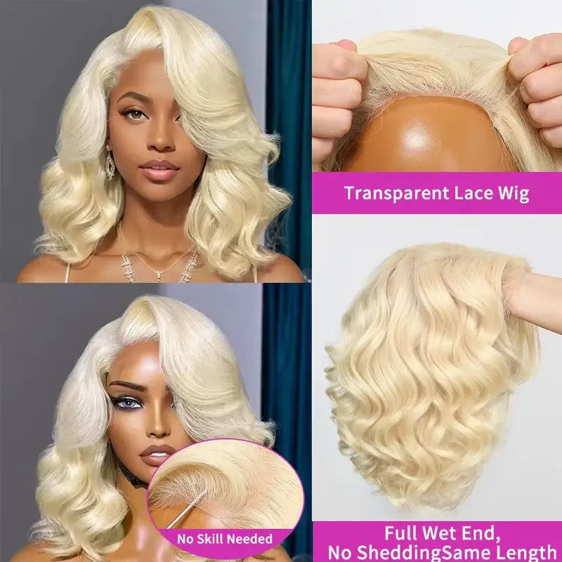 Honey Wave Bob – 613 Blonde Glueless Lace Wig