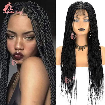 Senegalese Twist Braided Wig – Full Lace Synthetic Knotless Wig for Black Women