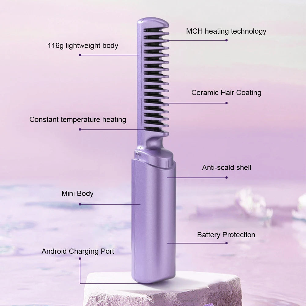 Anti-Scald Hot Comb Hair Straightener