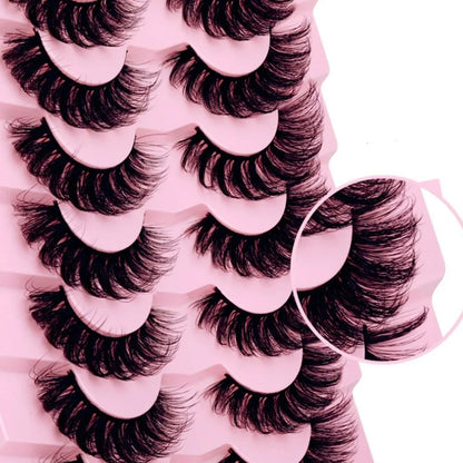 7 Pairs Russian Strip Eyelashes – Fluffy, Wispy, Lengthening False Lashes for Daily Wear