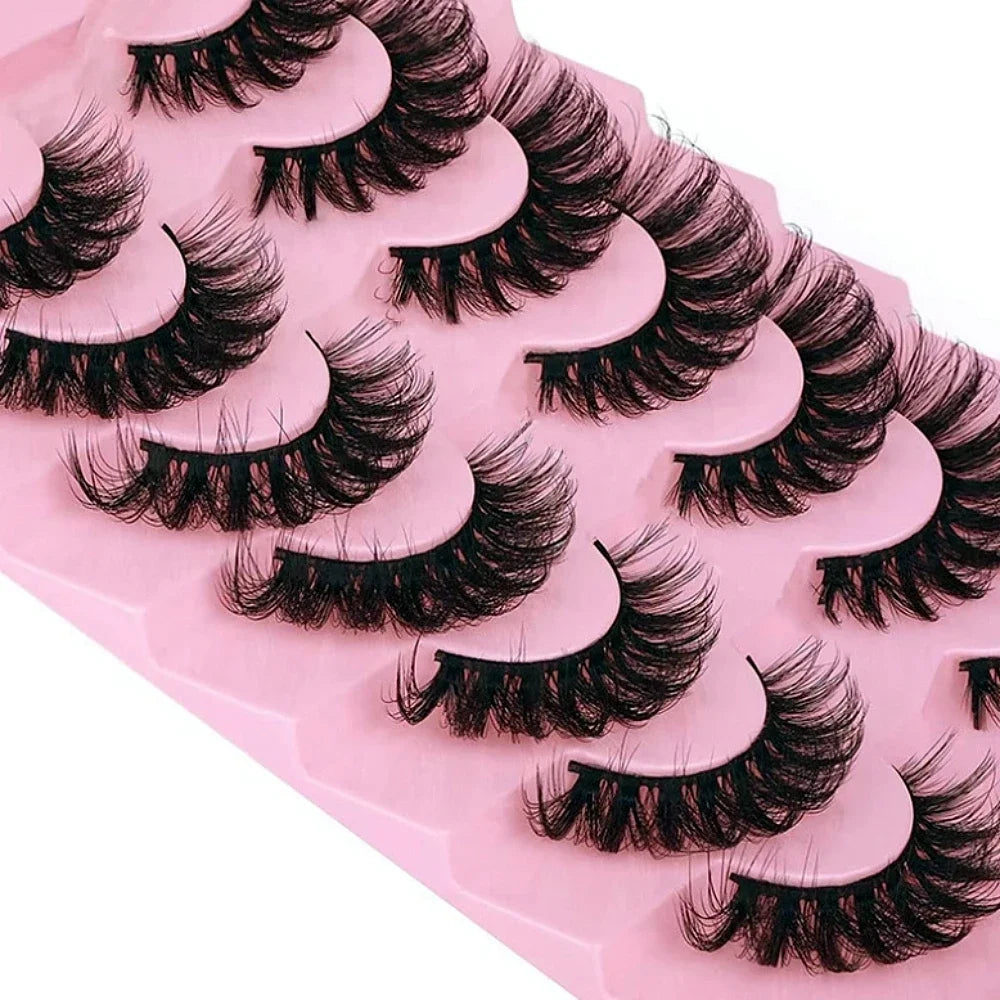 7 Pairs Russian Strip Eyelashes Thick Slender Fluffy False Eyelashes Daily Thick Eye End Lengthening Messy Lashes