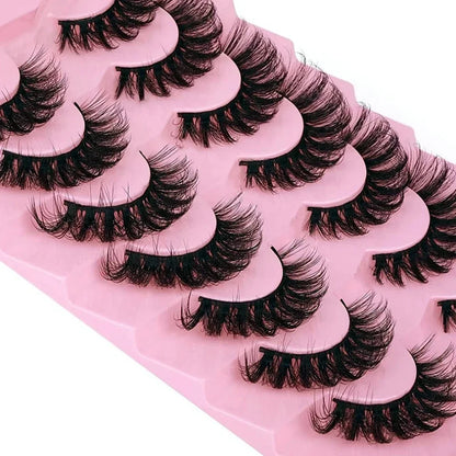 7 Pairs Russian Strip Eyelashes – Fluffy, Wispy, Lengthening False Lashes for Daily Wear