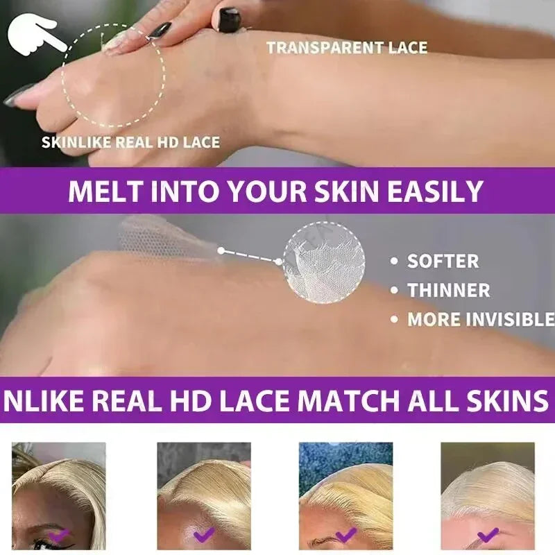 MIHUGASS 613 Blonde Full Frontal Lace Wig – 13x4 & 13x6 HD Transparent Lace, Straight Brazilian Human Hair, Extra Long 40–46 Inches