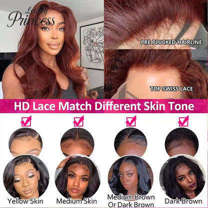 Reddish Brown Straight HD Lace Frontal Wig