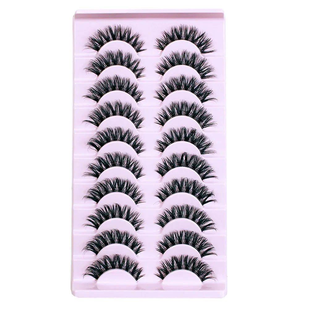 10 Pairs False Eyelashes 6D Super Fluffy Wispy Faux Mink Eyelashes Cat Eye Effect Dramatic Lashes Eyelash Extension Makeup