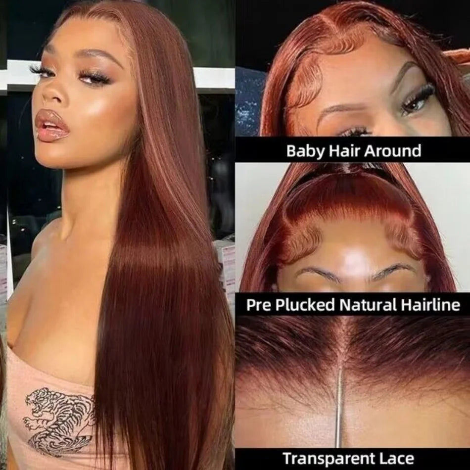 Reddish Brown Straight HD Lace Frontal Wig