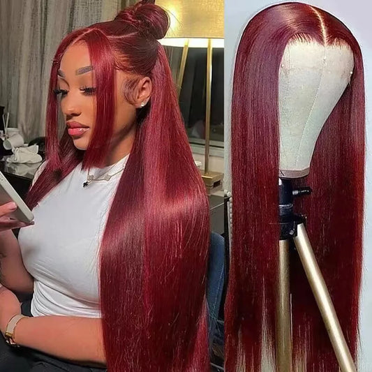 Burgundy Straight HD Lace Frontal Wig