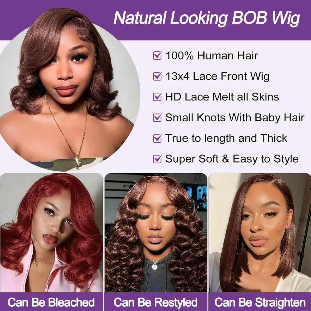 Chocolate Wave Bob – Short HD Lace Front Wig