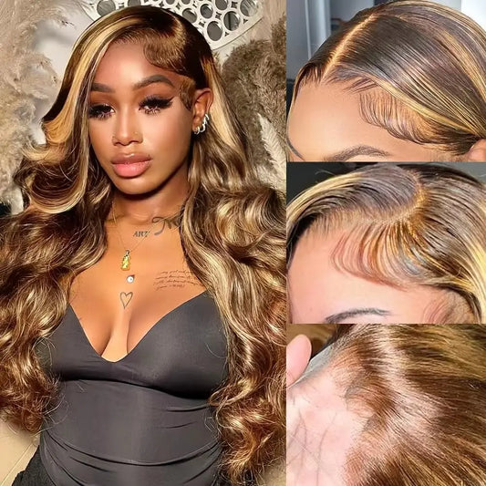 4/27 Honey Blonde Body Wave Lace Front Wig – 13x4 / 13x6 HD Lace