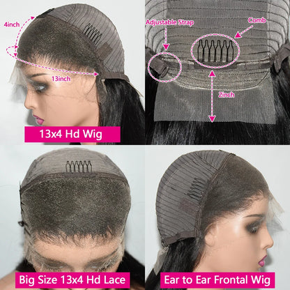 20"–24" Real HD Lace Straight Wig (13x4 Frontal)