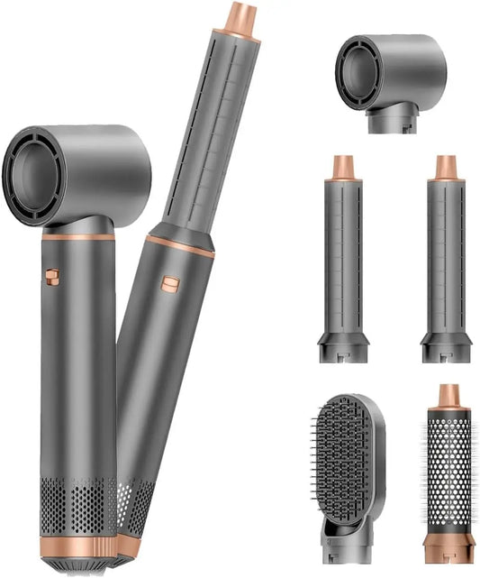 5-in-1 Foldable Hair Dryer & Styler – Portable Air Curling Wand, Straightening Brush & Blow Dryer in One