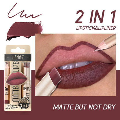 2-in-1 Matte Lipstick & Lip Liner Set (12 Colors)