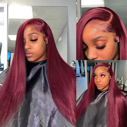 Burgundy Straight HD Lace Frontal Wig