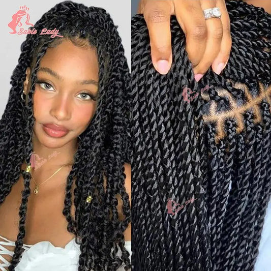 Senegalese Twist Braided Wig – Full Lace Synthetic Knotless Wig for Black Women