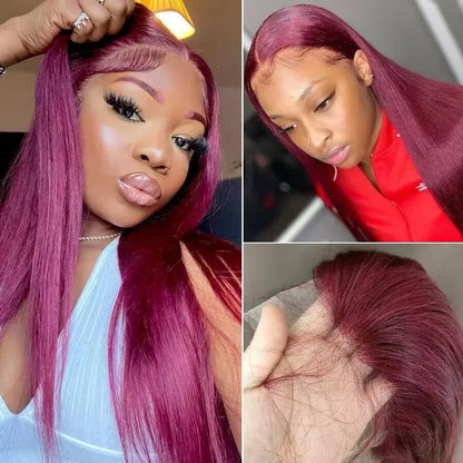 Burgundy Straight HD Lace Frontal Wig