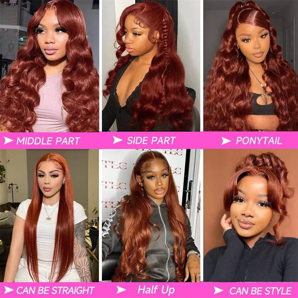 Reddish Brown Straight HD Lace Frontal Wig