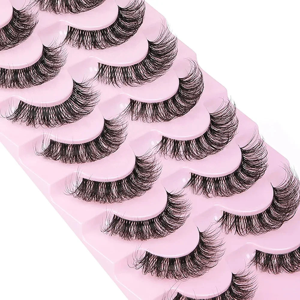 10 Pairs False Eyelashes 6D Super Fluffy Wispy Faux Mink Eyelashes Cat Eye Effect Dramatic Lashes Eyelash Extension Makeup